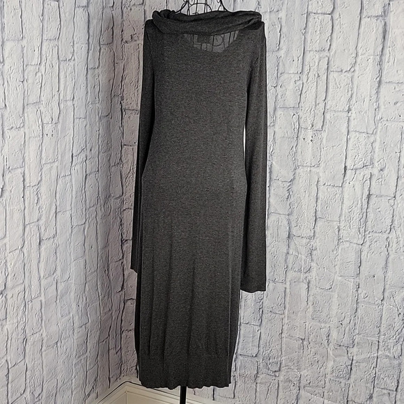 MAX STUDIO Gray Cowl Neck with Long Sleeves Sweater Dress Small - Picture 4 of 5